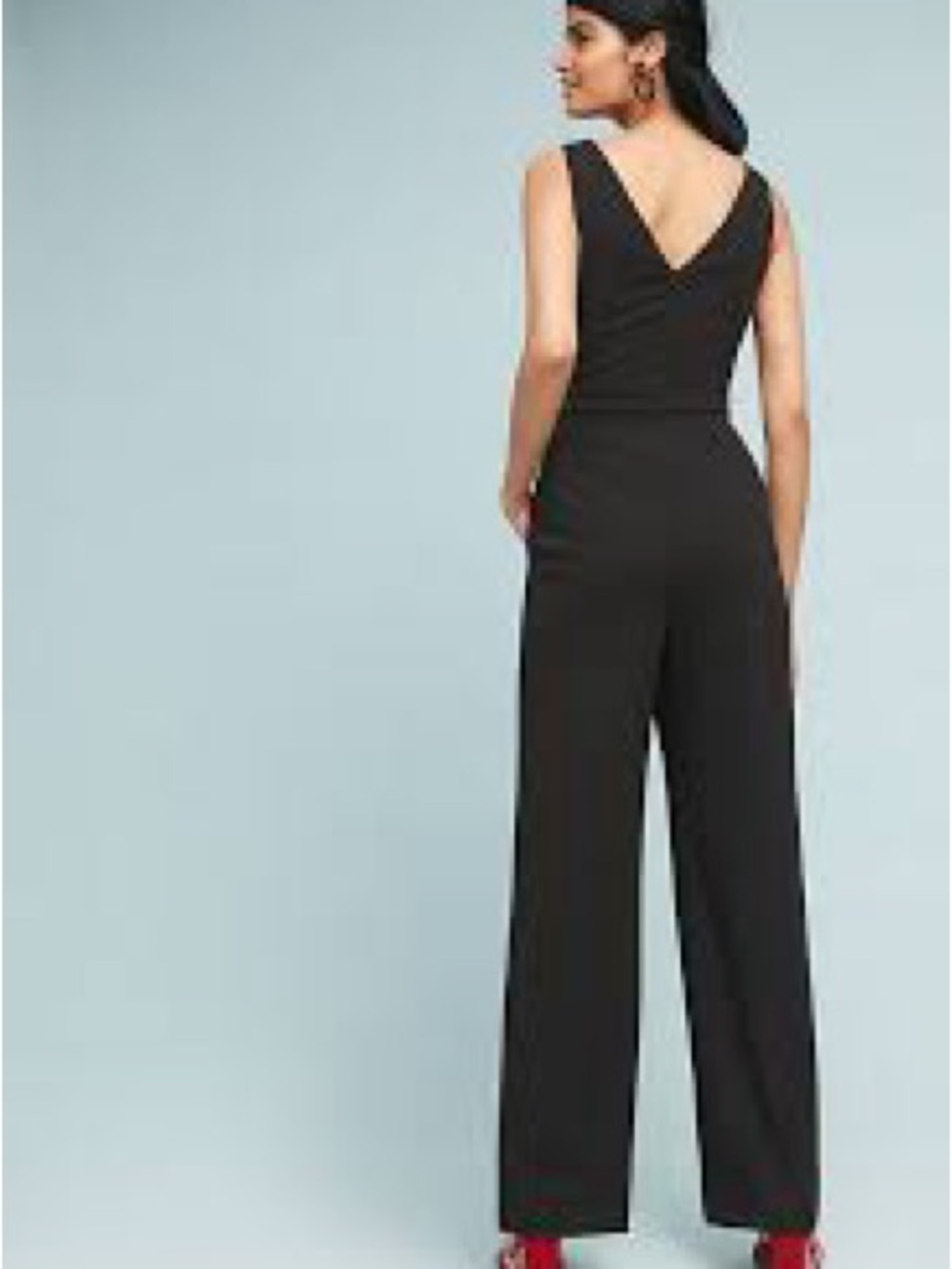 Sky Black V-Back Wide-Leg Jumpsuit